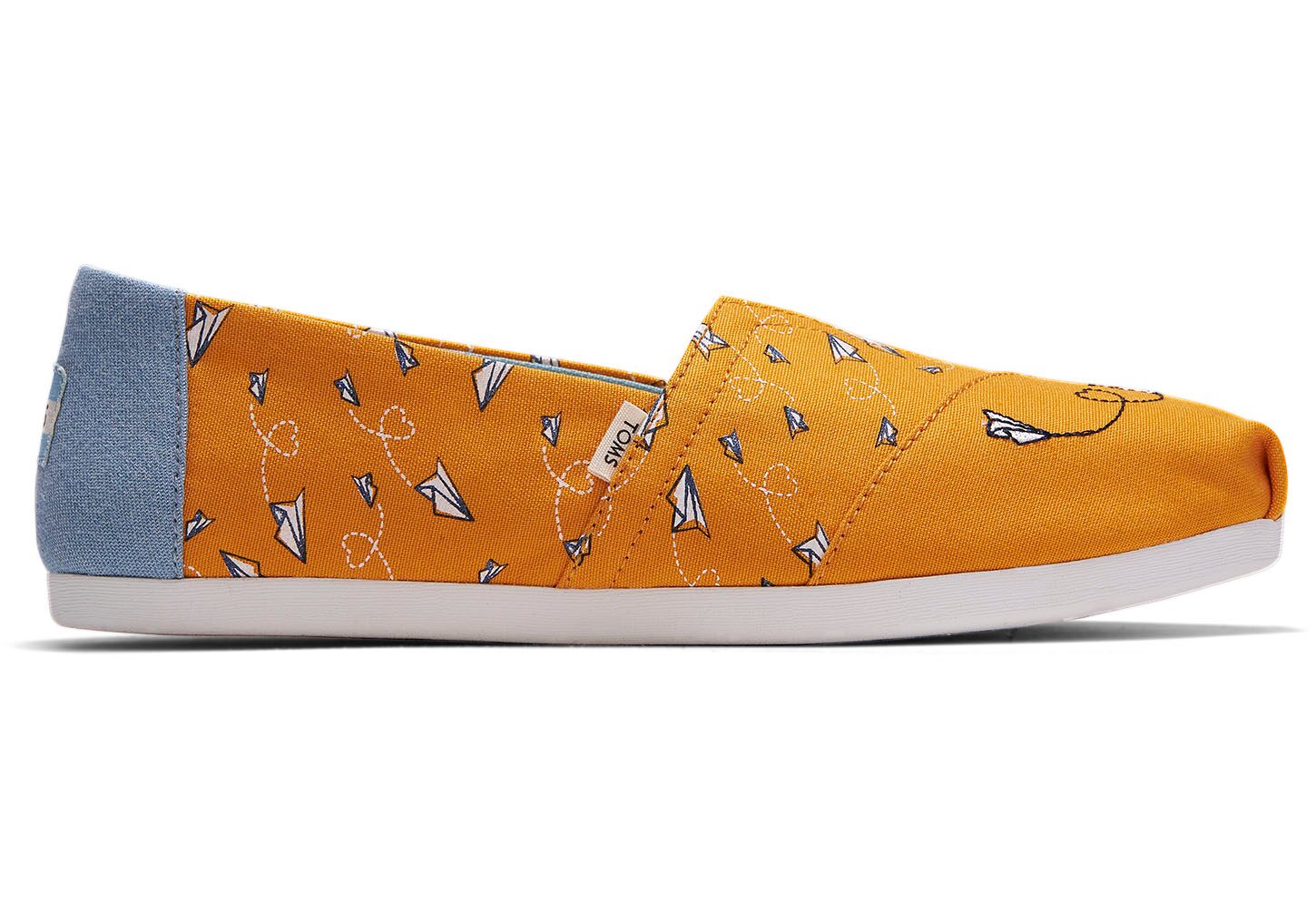 Toms Paper Planes Print Classics - Womens Alpargata Espadrilles - Yellow - NZ - 048361BME